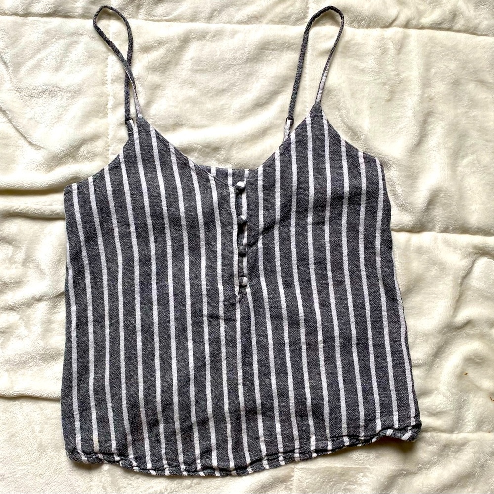 Linen Striped button tank